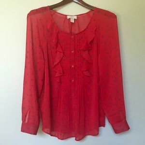 LOFT Sheer Heart Blouse❤️